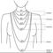 necklace lengths from 14 to 16" choker, 18" princess, 20 to 24" matinee, 30" opera, 35" ropes and lariats, and where they fall on the body